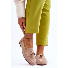 FB1 Mocassins Classiques Daim À Pompons Beige Averil 1