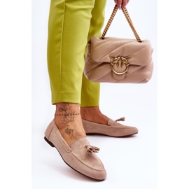 FB1 Mocassins Classiques Daim À Pompons Beige Averil 2