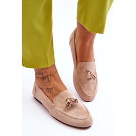 FB1 Mocassins Classiques Daim À Pompons Beige Averil 5