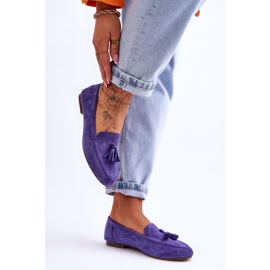 FB1 Mocassins Classiques Daim À Pompons Violet Averil 5