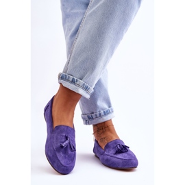 FB1 Mocassins Classiques Daim À Pompons Violet Averil 2