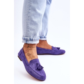 FB1 Mocassins Classiques Daim À Pompons Violet Averil 3