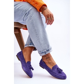 FB1 Mocassins Classiques Daim À Pompons Violet Averil 6