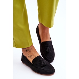FB1 Mocassins Classiques Daim Avec Pompons Noir Averil le noir 4
