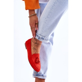 Mocassins Classiques Daim à Pompons Orange Foncé Averil 6