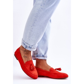 Mocassins Classiques Daim à Pompons Orange Foncé Averil 4
