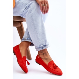 Mocassins Classiques Daim à Pompons Orange Foncé Averil 7