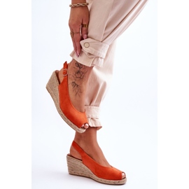 FB1 Sandales compensées en daim orange Elsie 4