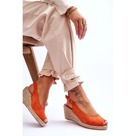 FB1 Sandales compensées en daim orange Elsie 6