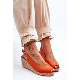 FB1 Sandales compensées en daim orange Elsie 7