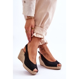 Sandales Compensées en Daim Noir Elsie le noir 2
