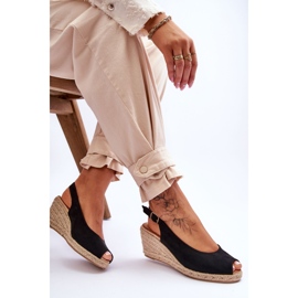 Sandales Compensées en Daim Noir Elsie le noir 6