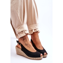Sandales Compensées en Daim Noir Elsie le noir 7