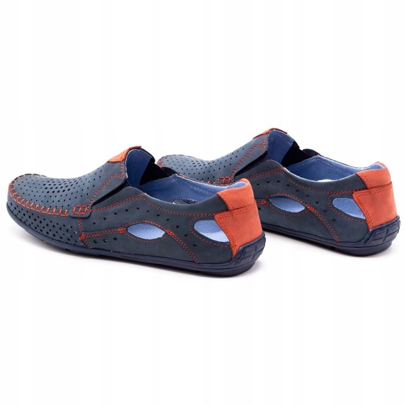 Olivier Chaussures d'été homme, mocassins 901, bleu marine et rouge 4