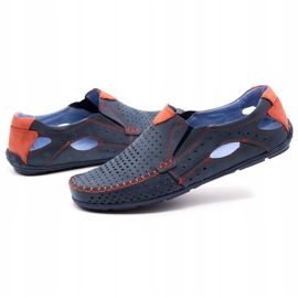 Olivier Chaussures d'été homme, mocassins 901, bleu marine et rouge 3
