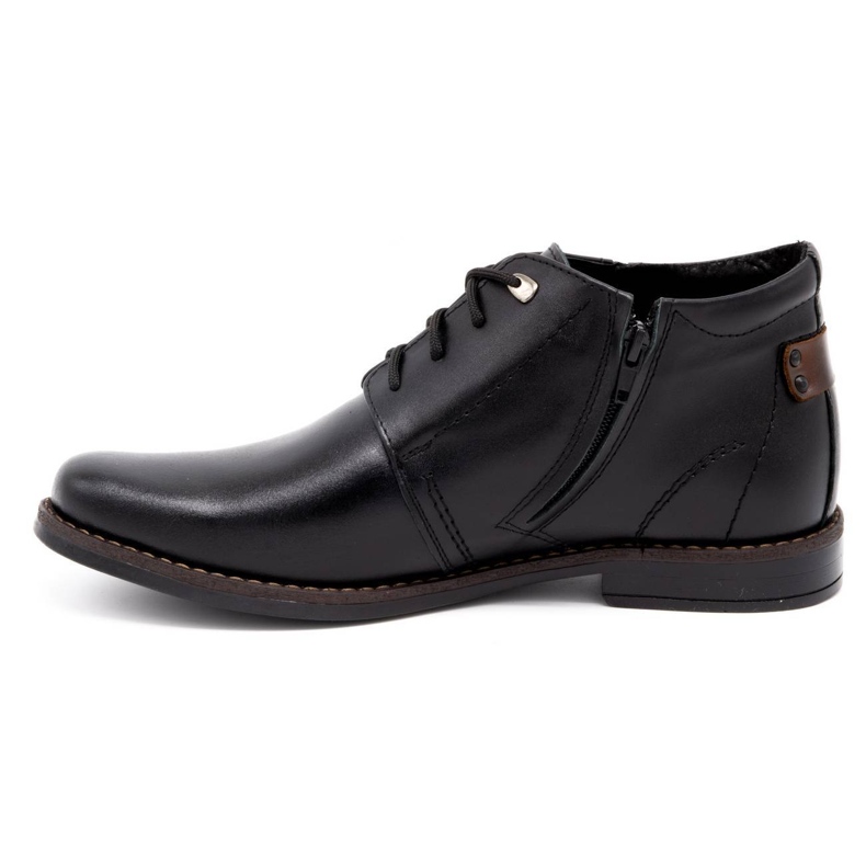 Olivier Bottes d'hiver en cuir pour hommes 336LU noir 1