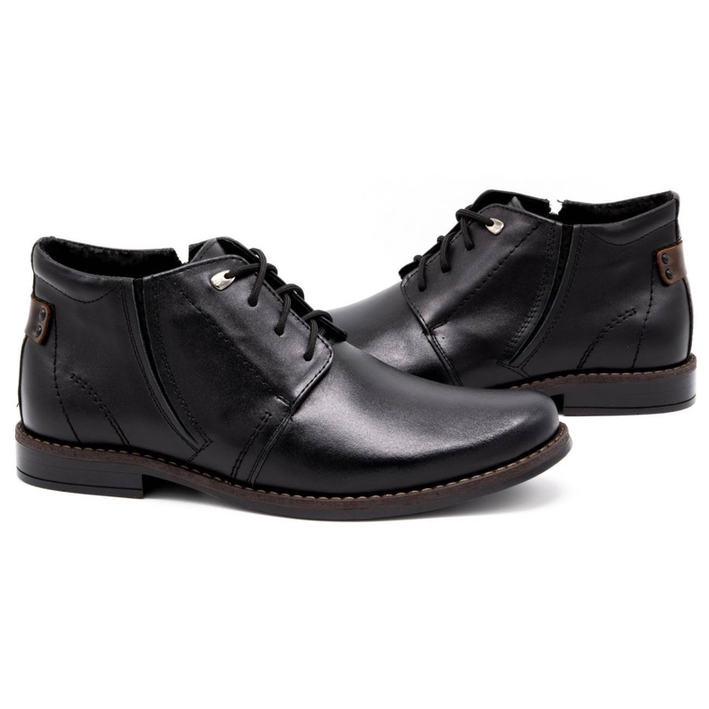 Olivier Bottes d'hiver en cuir pour hommes 336LU noir 2