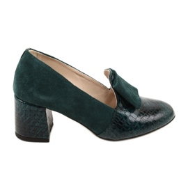 PA2 Escarpins Diana en daim vert serpent 1
