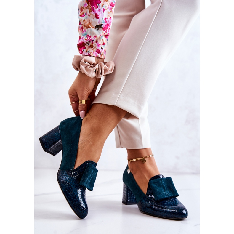 PA2 Escarpins Diana en daim vert serpent 2