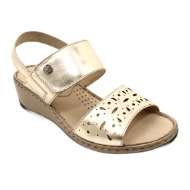 Sandales en cuir pour femmes Caprice 28253-20 959 Platino Metalic doré 2