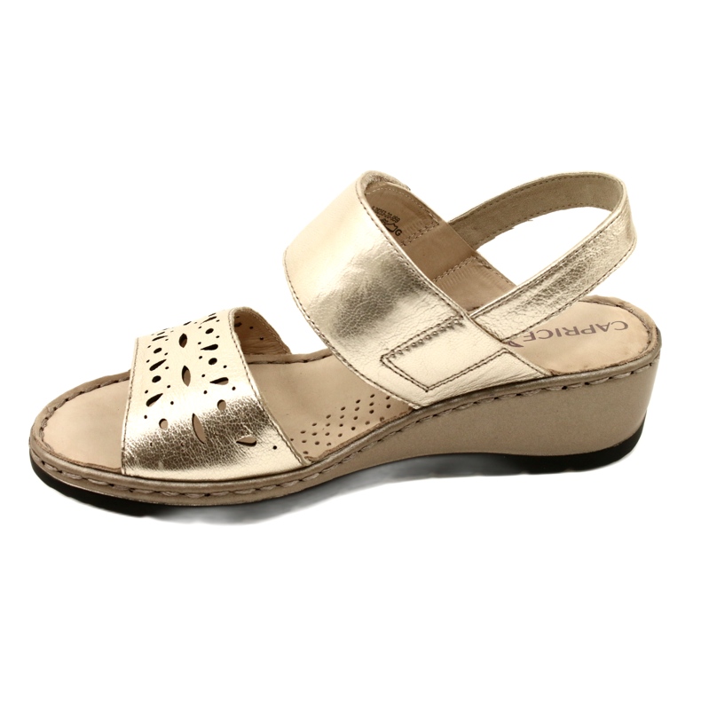 Sandales en cuir pour femmes Caprice 28253-20 959 Platino Metalic doré 3