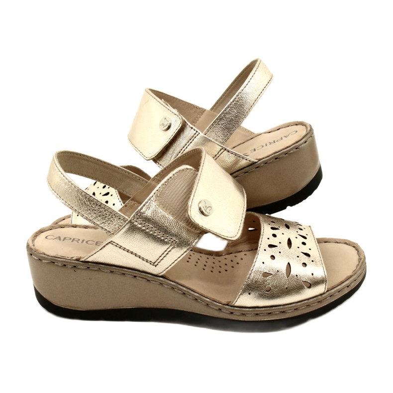 Sandales en cuir pour femmes Caprice 28253-20 959 Platino Metalic doré 6