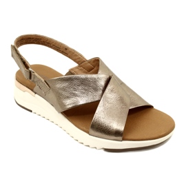 Caprice Taupe Sandales En Cuir Métallisé 9-28702-20 341 doré 2