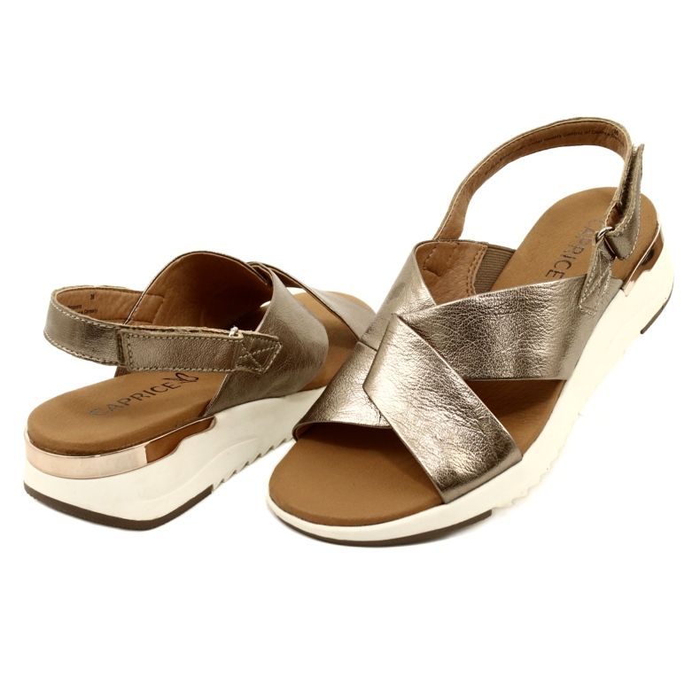 Caprice Taupe Sandales En Cuir Métallisé 9-28702-20 341 doré 5