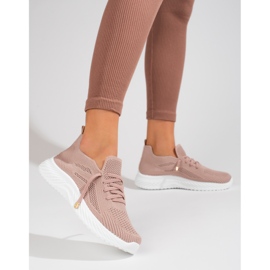 Chaussures de sport textile femme Shelovet rose poudré 1 Chaussures de sport textile femme Shelovet rose poudré 1