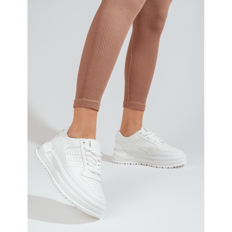 Chaussures de sport femme Shelovet baskets semelle épaisse blanc 1