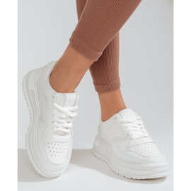 Chaussures de sport femme Shelovet baskets semelle épaisse blanc blanche 2