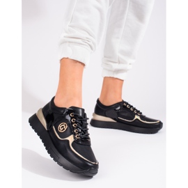 Seakers en cuir pour femme Shelovet noir le noir 1