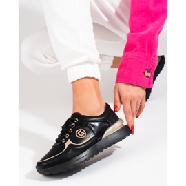 Seakers en cuir pour femme Shelovet noir 2