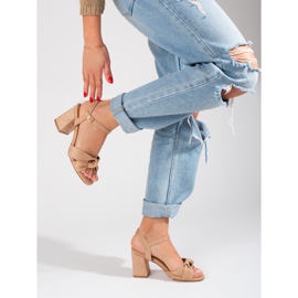 Sandales à bloc en daim beige Vinceza 3