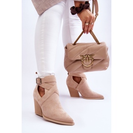 FI1 Bottes de cowboy en daim pour femmes Beige Dennise 1