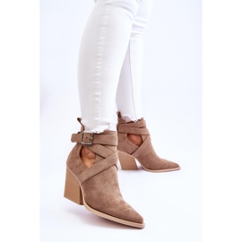 FI1 Bottes de cowboy en daim pour femmes beige foncé Dennise 2