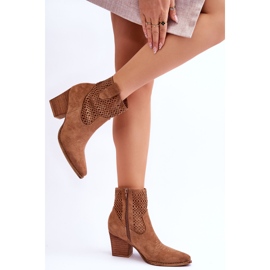FB1 Bottes de cowboy en daim à talon pour femmes Marron Norvella beige 2