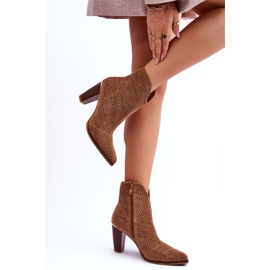FB1 Boots Talons Daim Ajouré Marron Logan brun 2