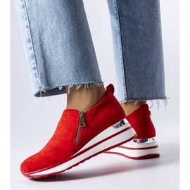 Baskets compensées rouges Létourneau 1