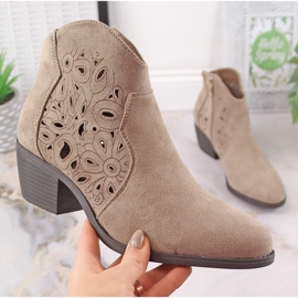 Santiags femme daim ajouré beige Jezzi RMR1921-42 4