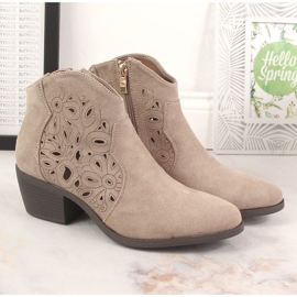 Santiags femme daim ajouré beige Jezzi RMR1921-42 5