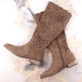 M. DASZYŃSKI Bottes de printemps en daim ajouré pour femme marron M.Daszyński SA197-18 brun 4