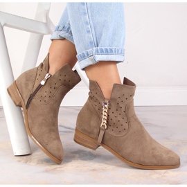 Bottes en daim ajouré beige foncé pour femmes Vinceza 10885 1