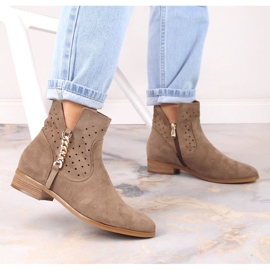Bottes en daim ajouré beige foncé pour femmes Vinceza 10885 5