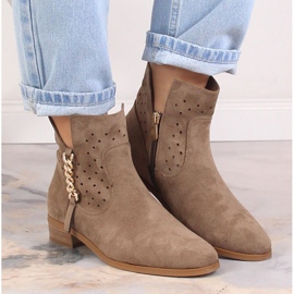 Bottes en daim ajouré beige foncé pour femmes Vinceza 10885 6
