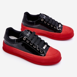 Baskets Plateforme Laquées Femme GOE LL2N4021 Noir-Rouge 1