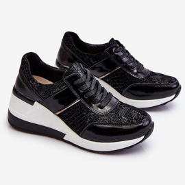 S.Barski Crosby Baskets compensées en cuir pour femme Noir le noir 6