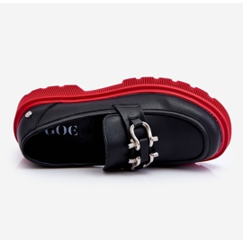 Mocassins En Cuir Avec Décoration GOE LL2N4040 Noir-Rouge 1