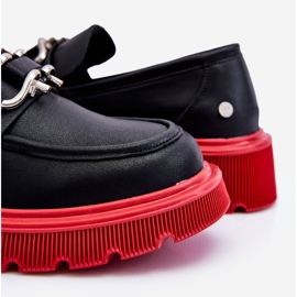 Mocassins En Cuir Avec Décoration GOE LL2N4040 Noir-Rouge 2