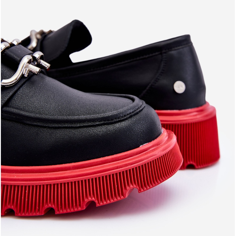 Mocassins En Cuir Avec Décoration GOE LL2N4040 Noir-Rouge 2